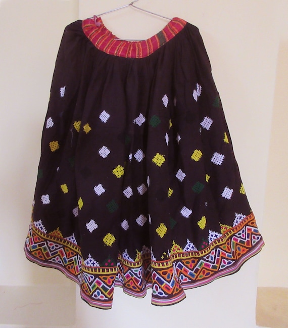 Hand Embroidered Cotton Tribal Gypsy Skirt Vintage