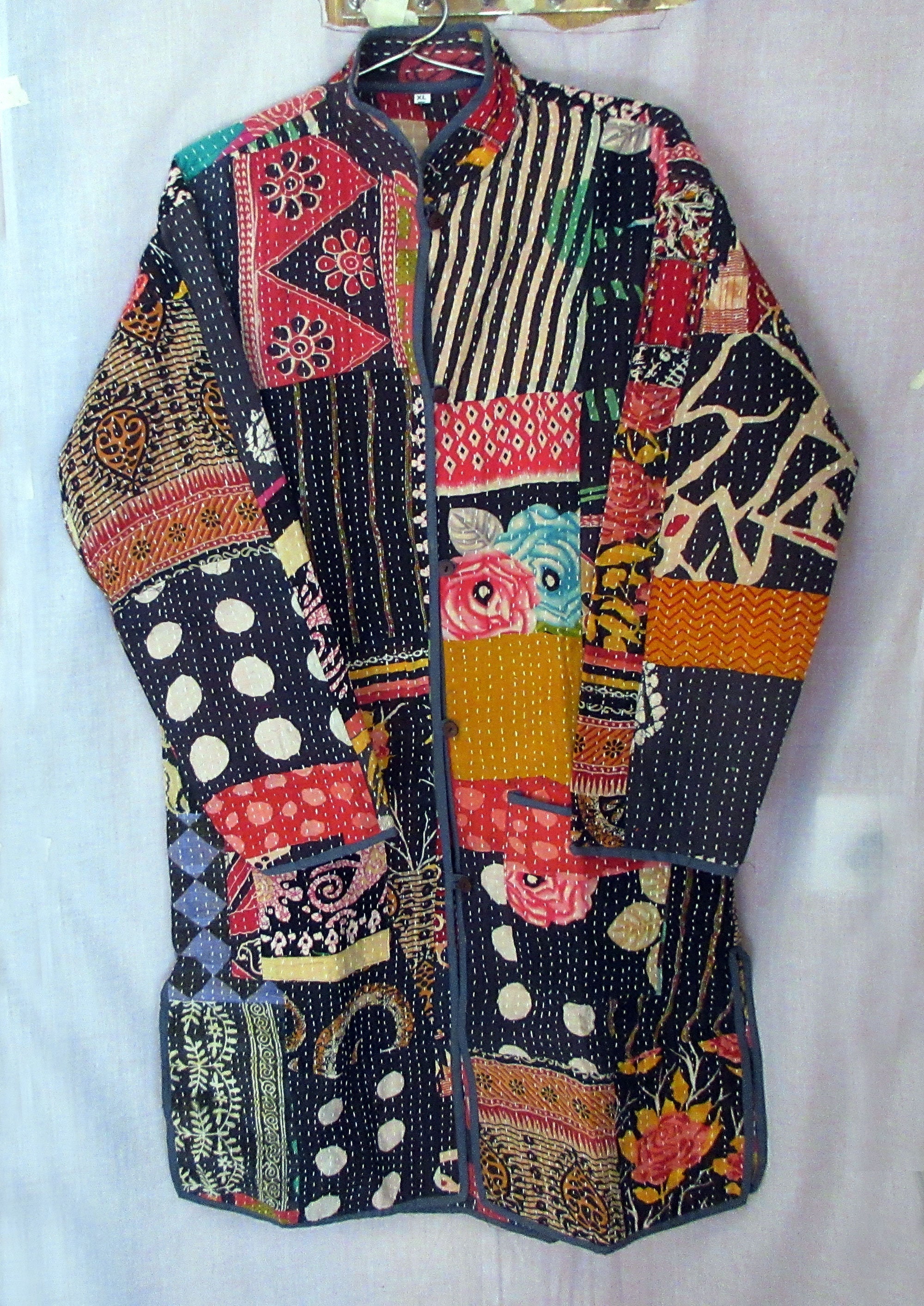 Vintage Kantha Reversible Long Jacket Handmade Patchwork Etsy