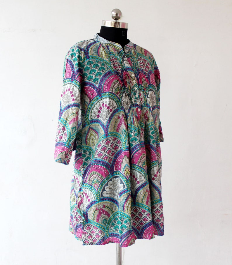 Indian Kurti Handmade Floral Printed Tunic Women/'s Cotton Dress Girl/'s Top Hippie Summer Dress Printed Top Gypsy Frock Dress