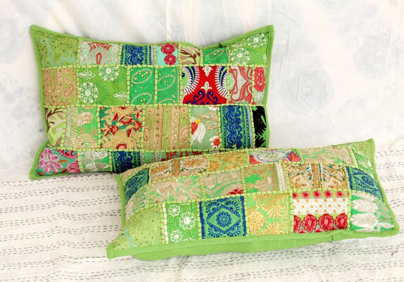 Vintage Sari Patchwork Pillow Coverhandmade Indian Pillow Etsy