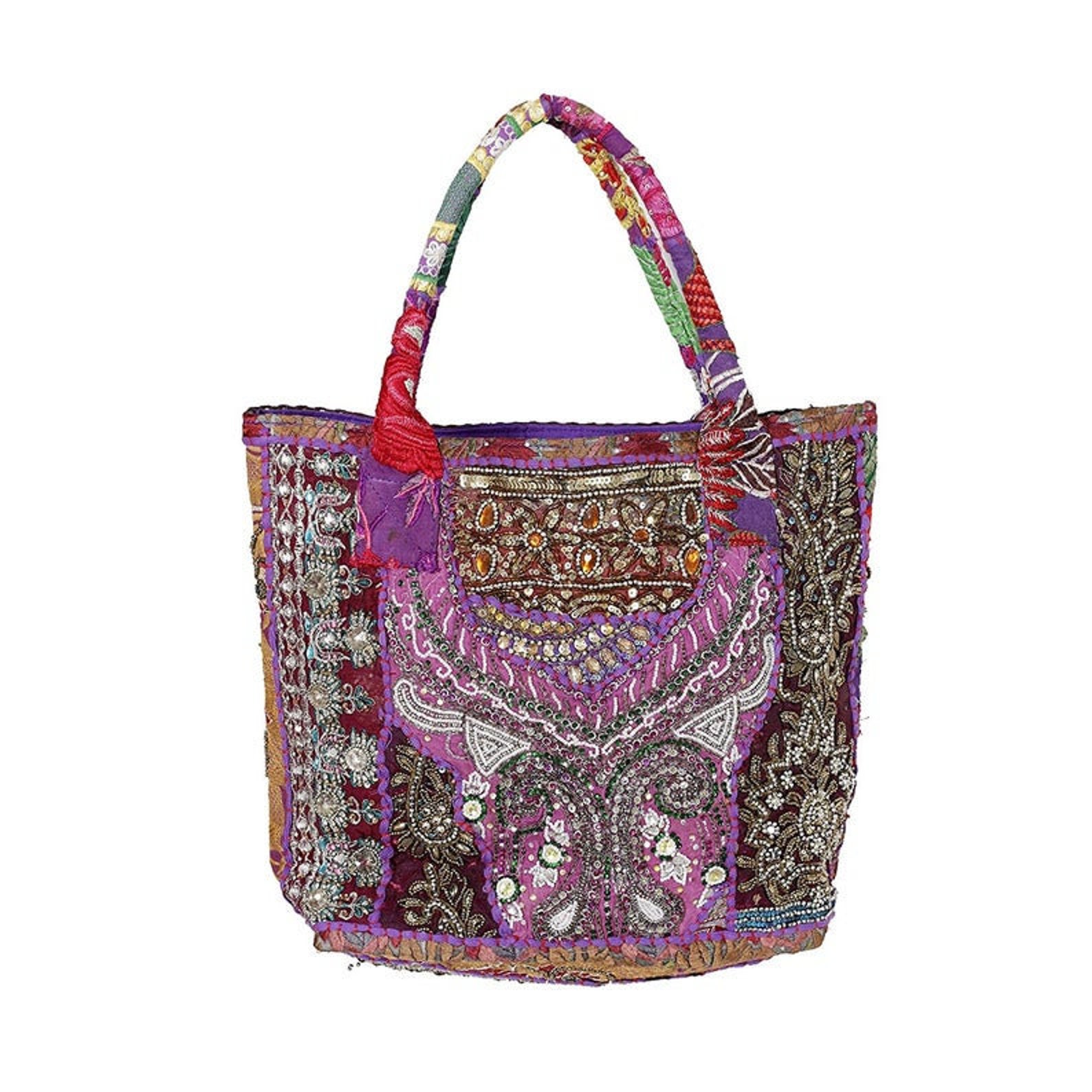Indian Beaded Tote Bag Banjara Shoulder Bag Handmade Etsy