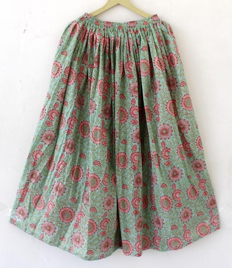 Floral Printed Skirt Indian Cotton Skirt Screen Printed Long | Etsy