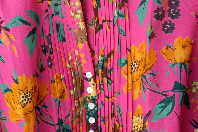 Pink Handmade Block Print Girl/'s Tunic Top Colorful Bohemian Dress Indian Cotton Bird Design Kurti Hippie Summer Dress Women/'s Boho Top