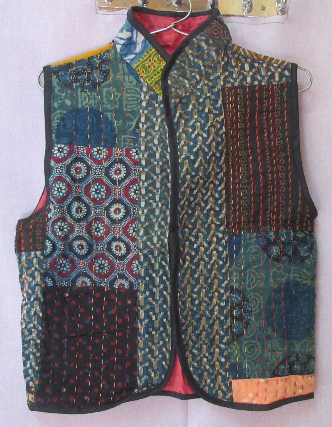 Indian Men's Kantha Jacket Handmade Patchwork Kantha Short Etsy