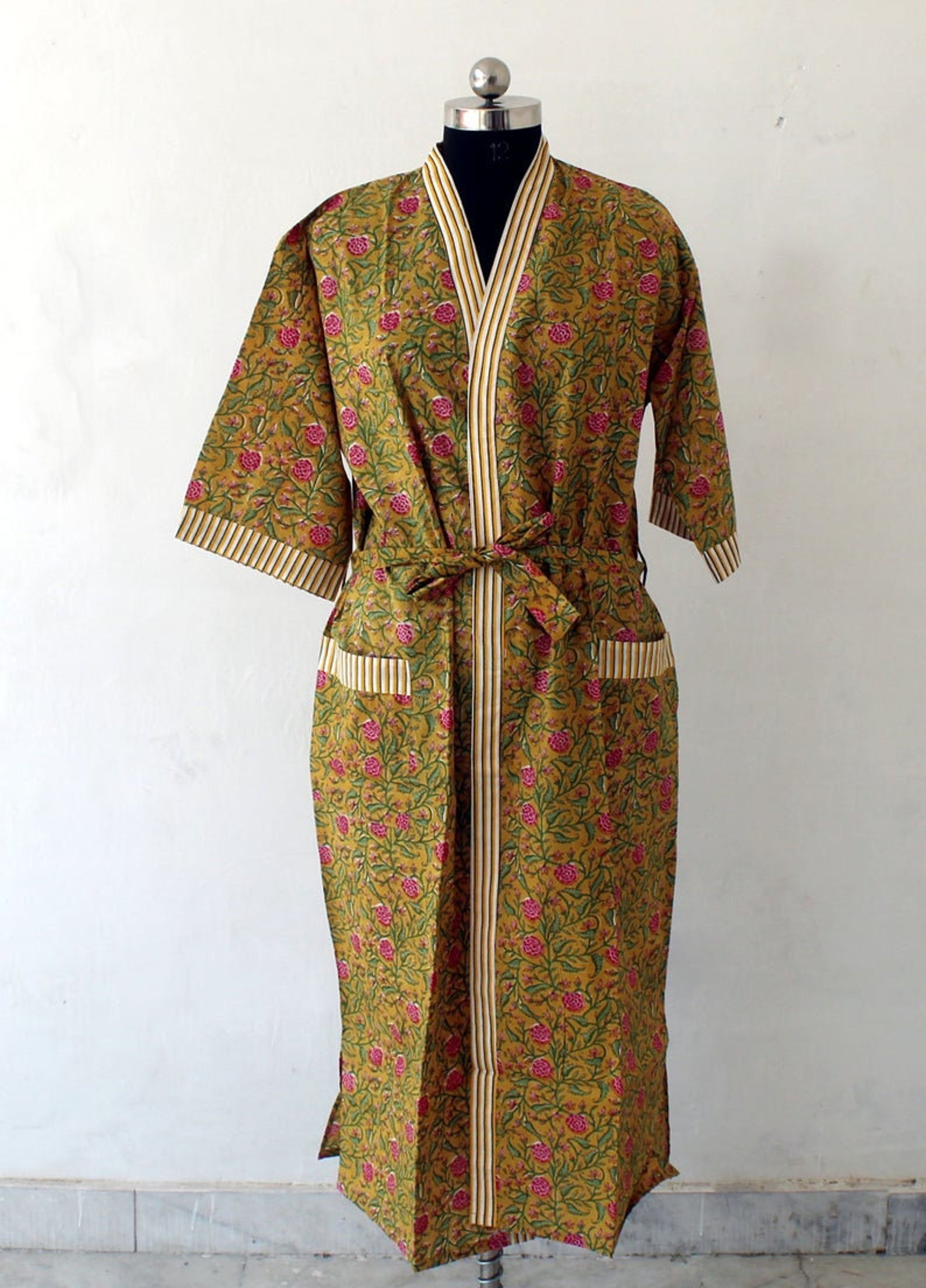 Multi Floral Print Robes 100 Cotton Indian Green Beach Etsy