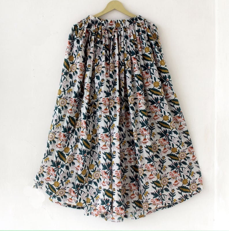 Beach Wear Skirt Girl's Skirt Maxi Dress Floral Print Long Skirt Screen Printed Cotton Skirt Free Size Skirt Indian Maxi Skirt