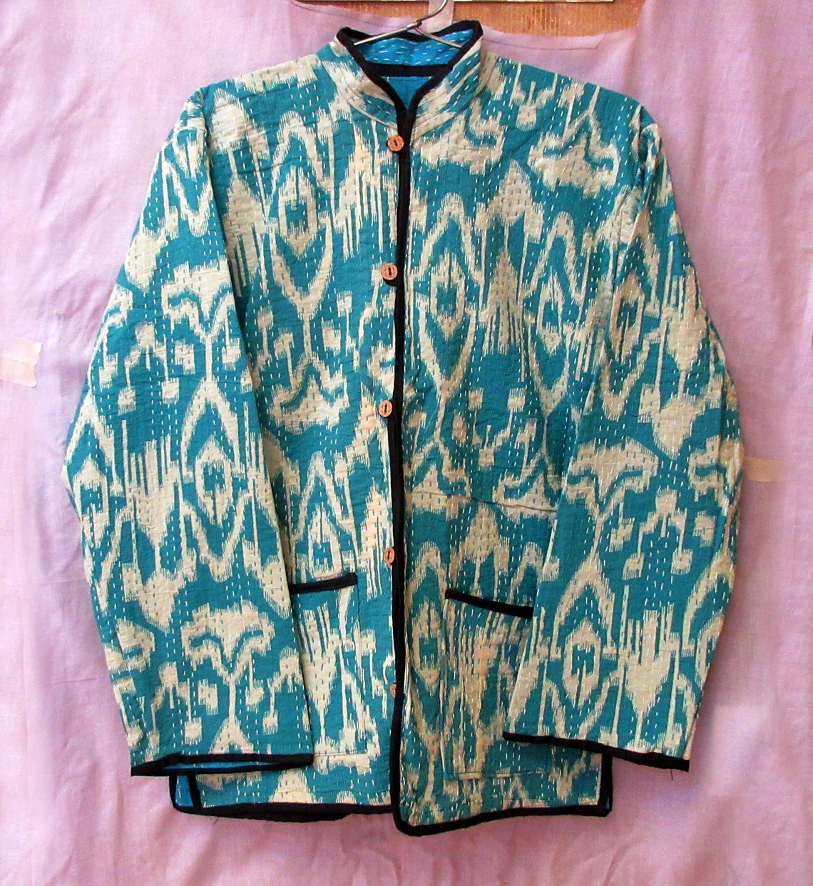 Ikat Print Kantha Jacket Handmade Festival Fashion Kantha Etsy