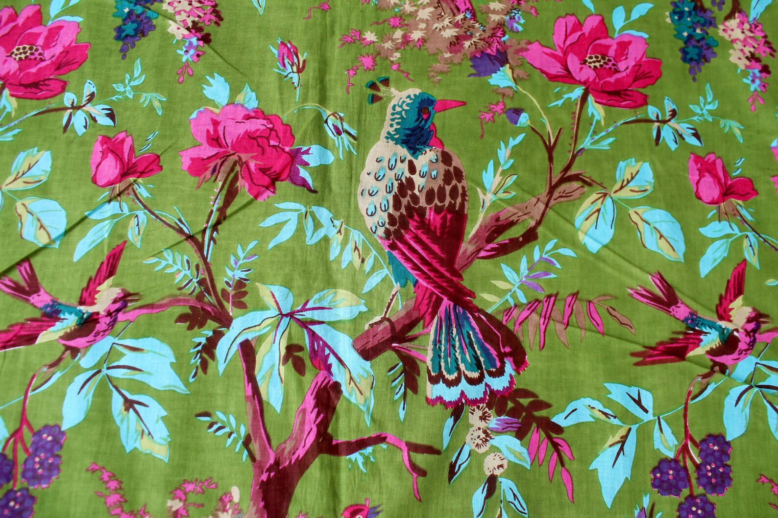 Indian Cotton Handmade Fabric Running Loose Fabric Bird - Etsy