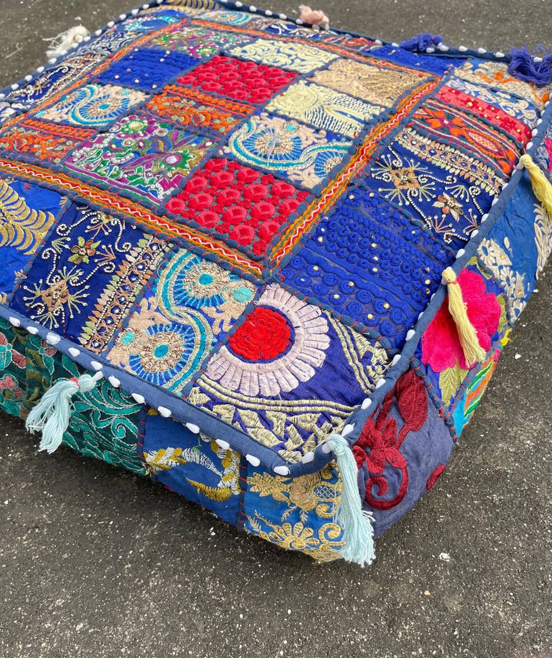 Patchwork Boho Floor Cushions Decorative Cushion Cover Sari Etsy