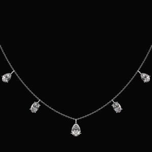 Certified Pear Cut Moissanite Necklace: 1.7 CT D Color, Sterling Silver