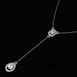 1.35 Carat Moissanite Necklace: 18K White Gold Sterling Silver Pendant
