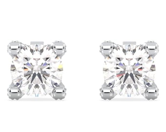 2.7 Carat Moissanite Stud Earrings: D VVS1 Sterling Silver 18K Gold Plated