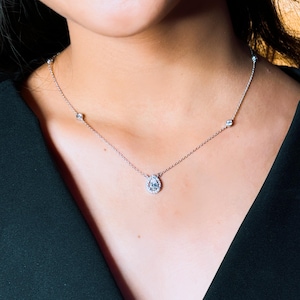 1.3 Carat Moissanite Pendant Necklace: D Color VVS1 Sterling Silver