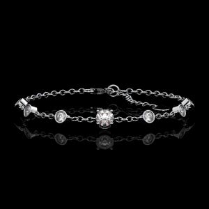 Bracelet For Women GRA Certified Moissanite 1 CT D Color 925 Sterling Silver 18K White Gold-Plated Round Cut Gift for Her, Birthday, Wedding