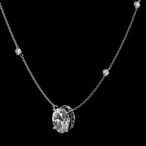GRA Certified Moissanite Necklace: 2.27 Carat D Color VVS1 Sterling Silver Pendant
