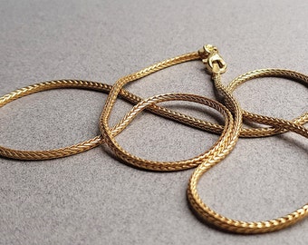 Fuchsschwanzkette 1,5mm 45cm 925 Silber Feingold, Halskette nach antikem Vorbild Silber vergoldet, dicht gewebte Anhängerkette Gold - Dsiho
