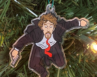 Die Hard Inspired Hans Gruber Falling off Nakatomi Plaza Christmas