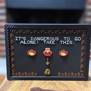 It’s Dangerous To Go Alone Wall Art - the Legend of Zelda Inspired hanging or free standing framed image