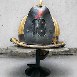 Fire Helmet TABLE TOP Display New York Roof Hook or Halligan Bar (really it works with any helmet you can think of)