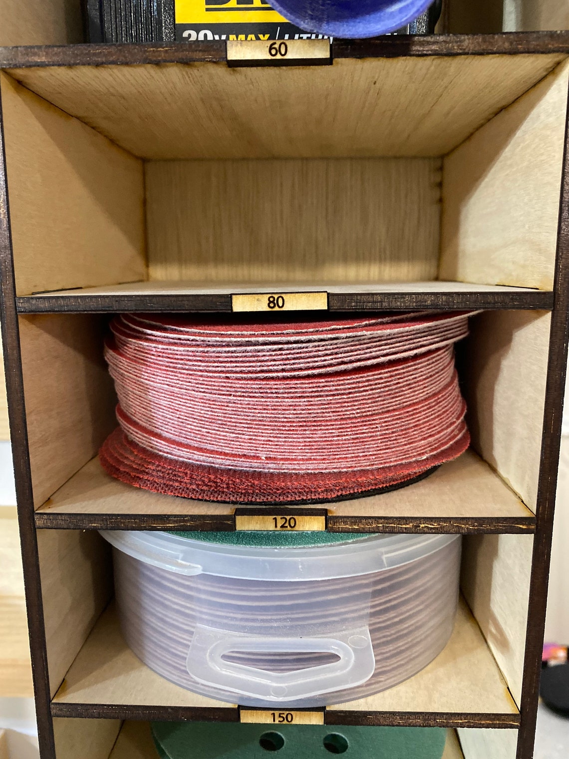 Sandpaper storage shelf rack with French cleat on back Etsy