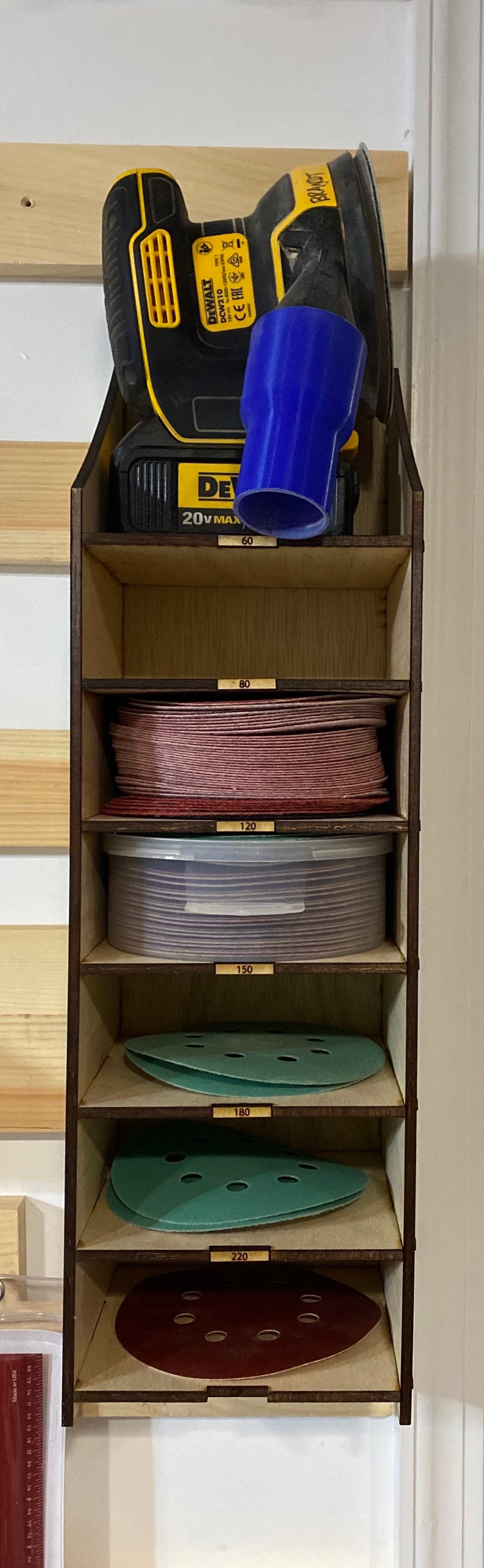 Sandpaper storage shelf rack with French cleat on back Etsy