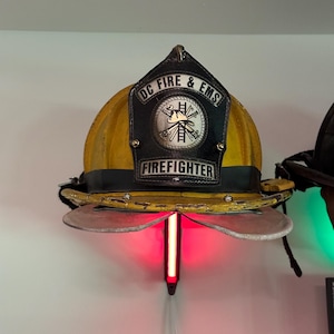 Fire Helmet LED LIT (motorcycle helmet, cosplay helmet) Wall Mount Display (really it works with any helmet you can think of)