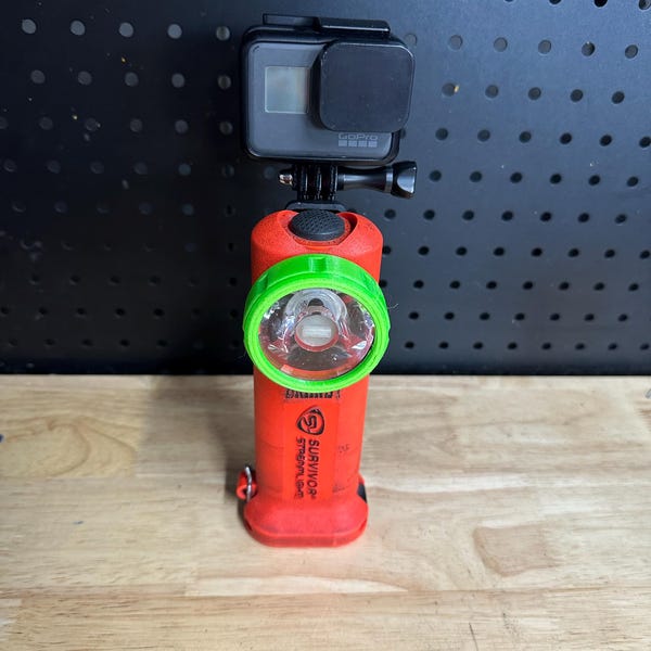 GoPro compatible mount for Streamlight Survivorlight brand flashlights