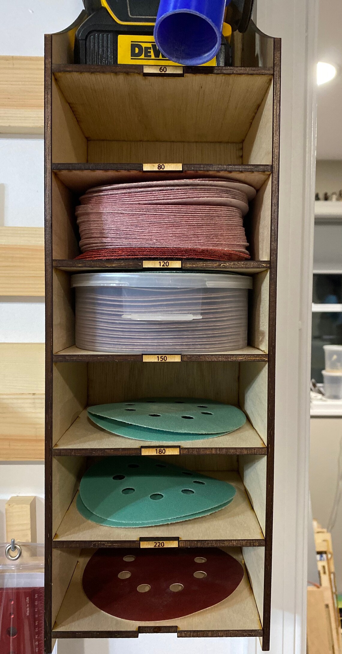 Sandpaper storage shelf rack with French cleat on back Etsy