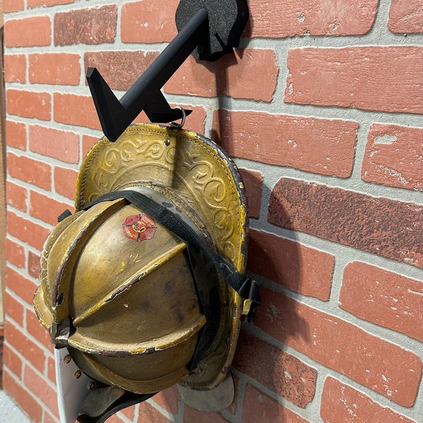 Fire Helmet Wall Mount Display - New York Roof Hook Design