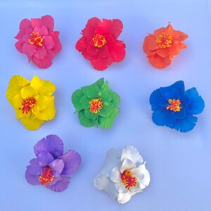Hawaiian Design Hibiscus Multicolored Tropical Hair Alligator Clip Beach Luau Foam Accessories