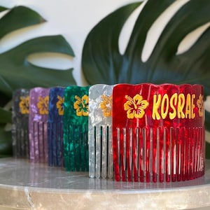 Peineta lateral hawaiana con pelo de carey tallado de imitación de Talofa Samoa Jewelry