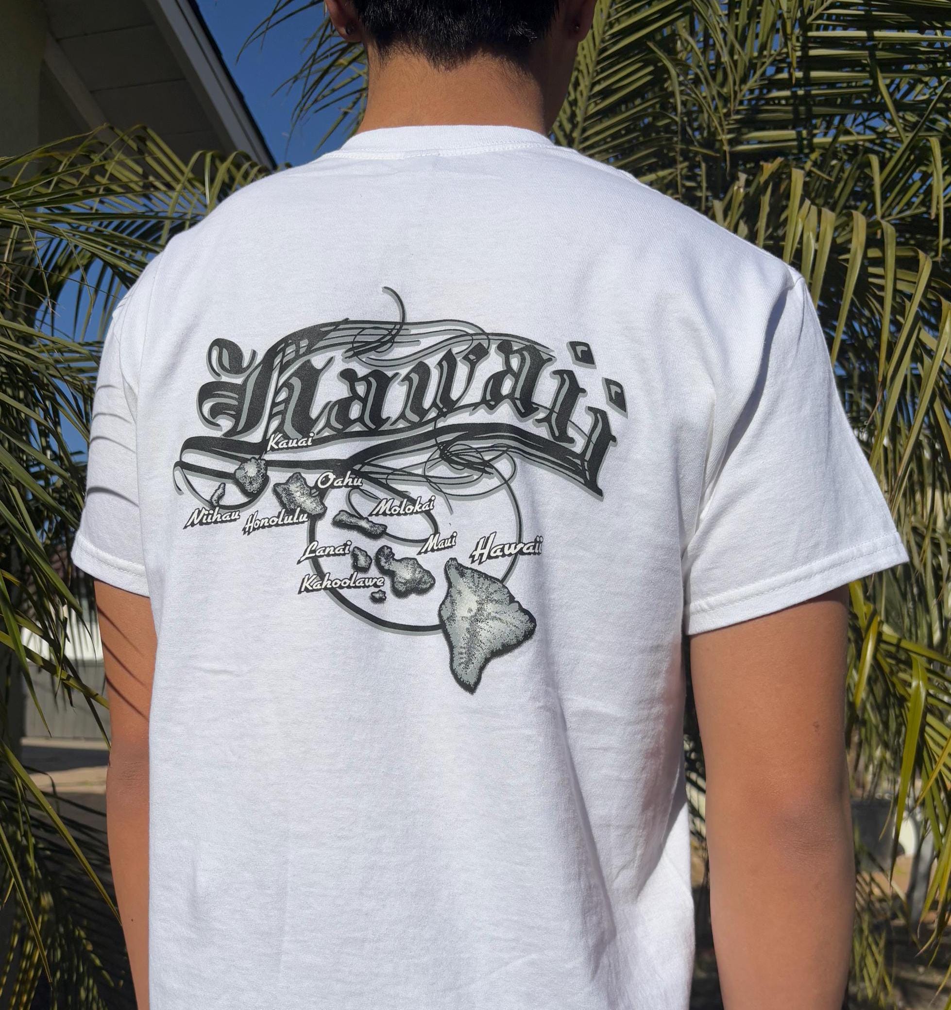 Hawaiian Islands Map Traditions Design Graphic Tee Men Women T 