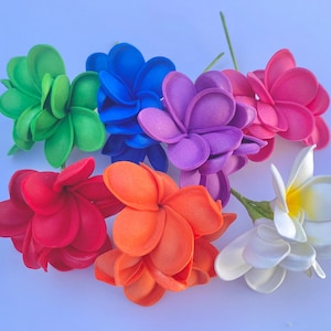 Hawaiian Design Plumeria Multicolored Tropical Hair Accessory Beach Luau Foam Insert