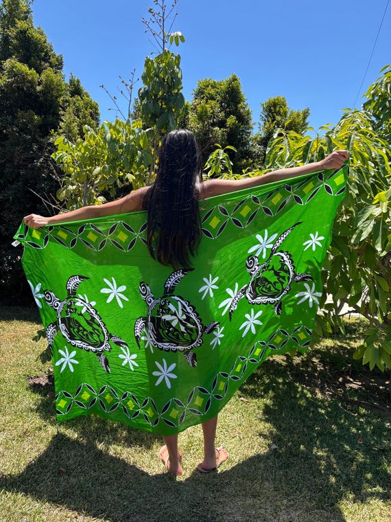 Vestido Pareo Hawaiano Negro Liso Para Luau, Crucero