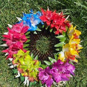 Hawaiian Orchid Hair Comb Multicolored Tropical Beach Luau Foam Accessories