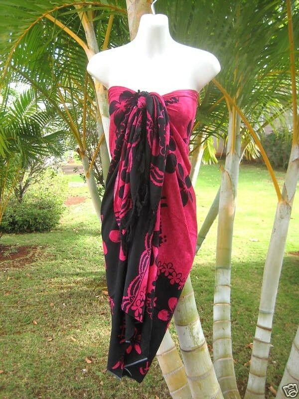 【日本未発売】 Plumeria Hibiscus Hawaiian Flower Tropical Cover-up Sarong Clothing