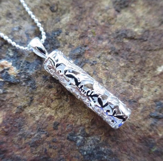 Hawaiian Turtle/quilt/scroll Cut Out Tube .925 Silver Pendant 