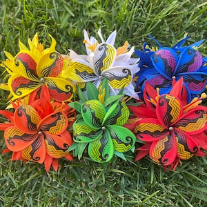 Hawaiian Design Plumeria Wave Tribal Design Layered Multicolored Tropical Hair Clip Beach Luau Foam Accessories