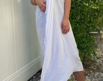 Hawaiian Sarong Solid White Luau Cruise Wrap Beach Pareo Wear Dress