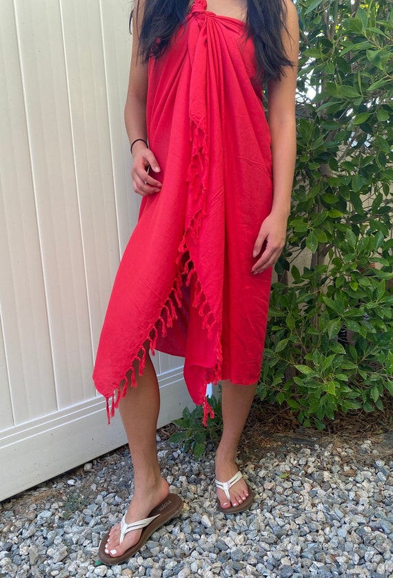 red sarong dress Apiece Apart Alessandra Sarong Shirt Dress in Racing Red