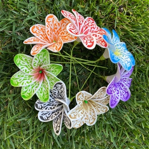 Hawaiian Plumeria Multicolored Tropical Hair Pick Ear Flower Accessory Beach Luau Foam
