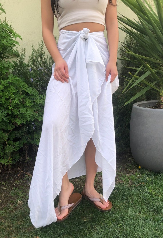 Hawaiian Sarong Solid White Luau Cruise Wrap Beach Pareo Wear Dress NO FRINGES Hawaiian Sarong Solid White Luau Cruise Wrap Beach Pareo Wear Dress NO FRINGES