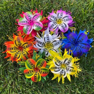 Hawaiian Design Plumeria Layered Multicolored Tropical Hair Clip Beach Luau Foam Accessories