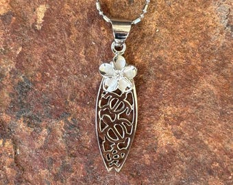 .925 Sterling Silver Aloha Vertical Pendant Necklace – Hawaiian Jewelry Style – SP14411