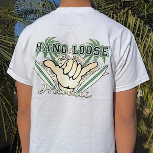 Hang Loose Hawaii Surfboard Shaka Design Island Legends Graphic Tee Men Women T-Shirt