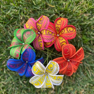 Hawaiian Design Plumeria Multicolored Tropical Hair Pick Accessory Beach Luau Foam Insert
