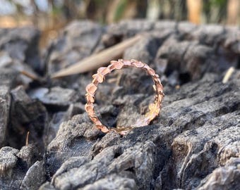 Hawaiian Jewelry Rose Gold Plated Plumeria Flowers Wedding Ring Band
