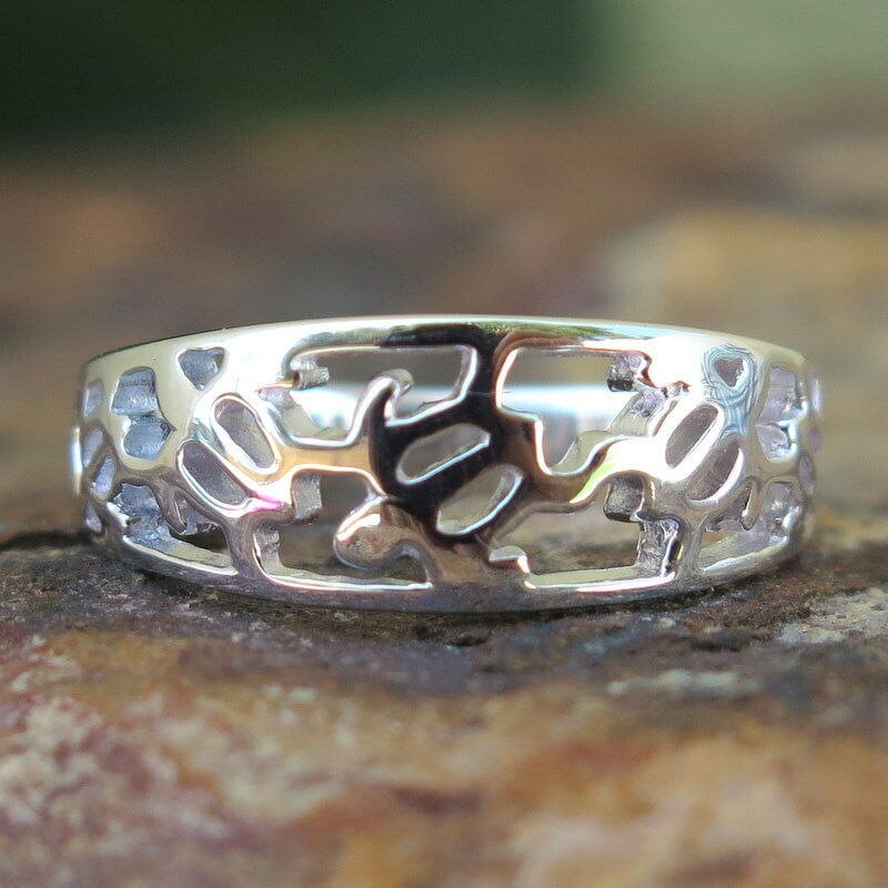 Hawaii Jewelry 925K Sterling Silver Honu Turtle Cutout 8mm Band Wedding Ring