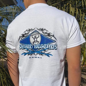 Surfing Island Legends Blue Hawaii Design Graphic Tee Men Women T-Shirt