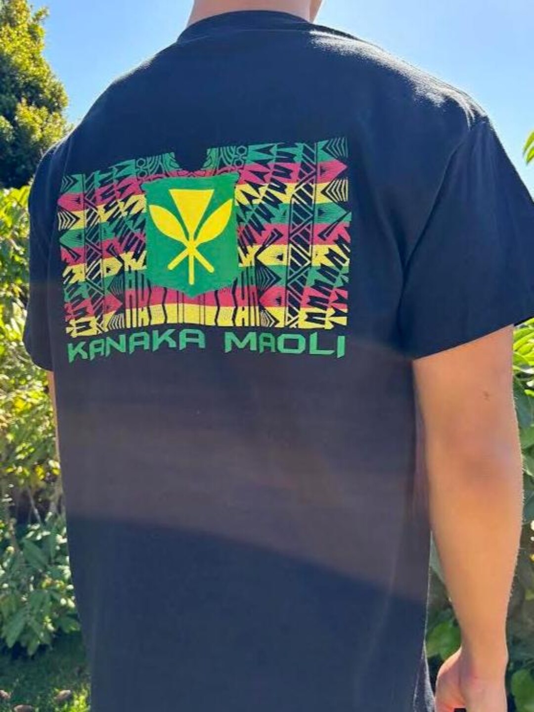 Hawaiian Kanaka T Shirt Flag Nation Black Demodern main image 0